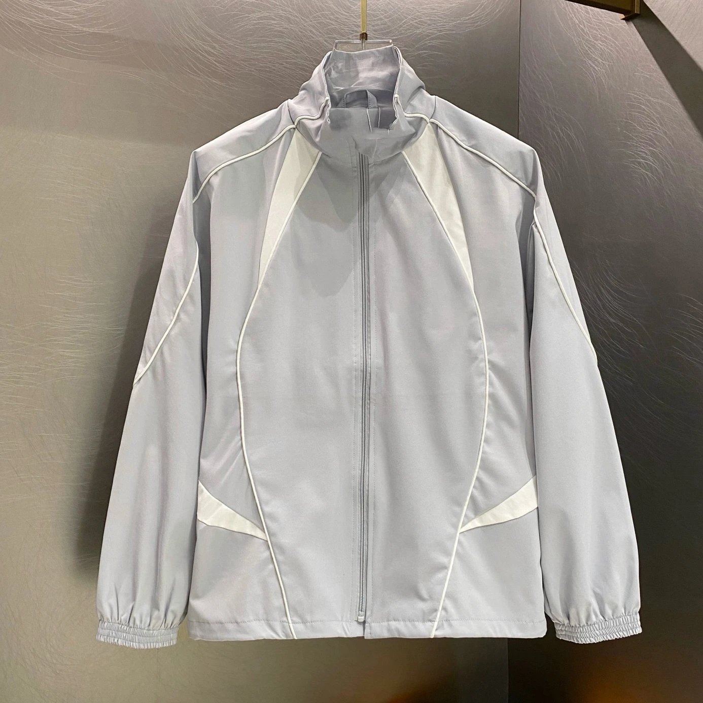 Color Block Embroidered Logo Stand Collar Jacket photo 2