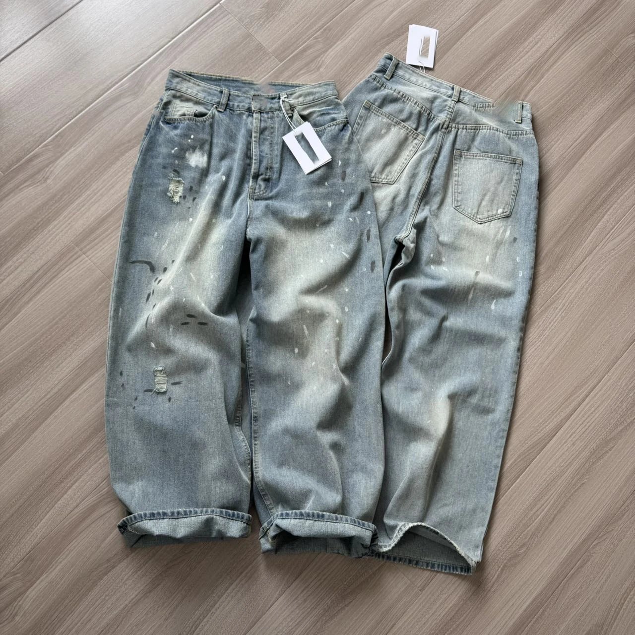 Splatter Ripped Jeans