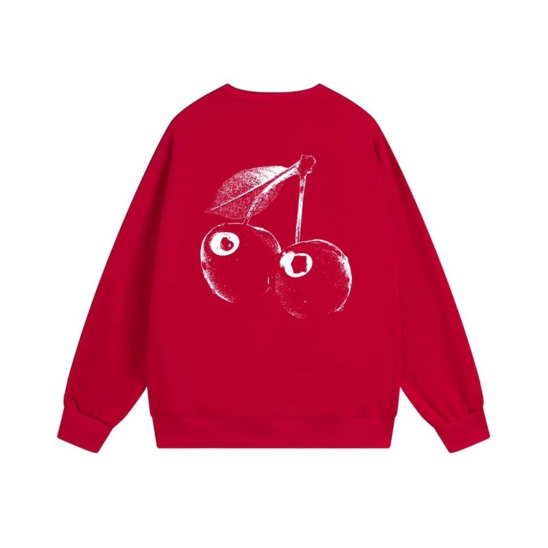 Cherry Print Round Neck Hoodie