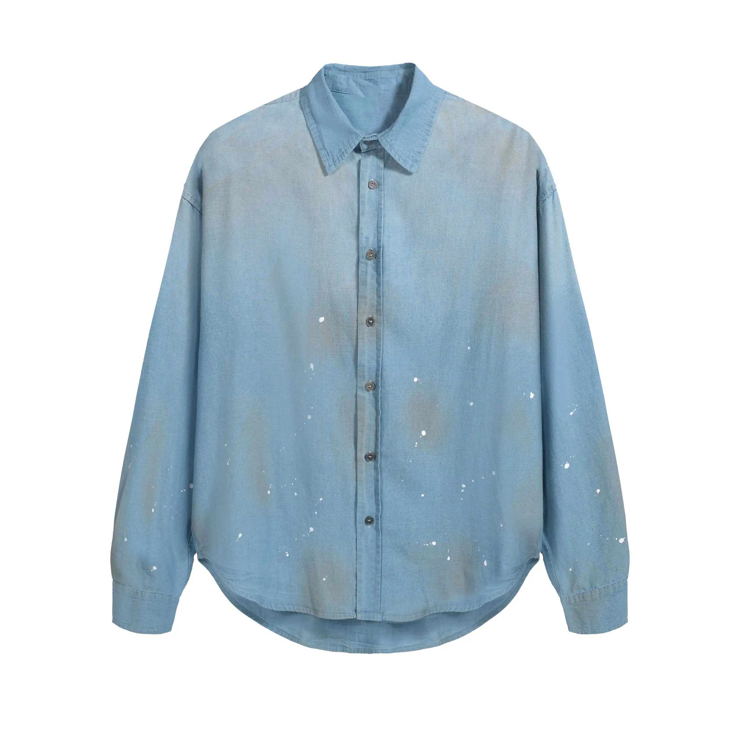 Denim Shirt with Letter Print