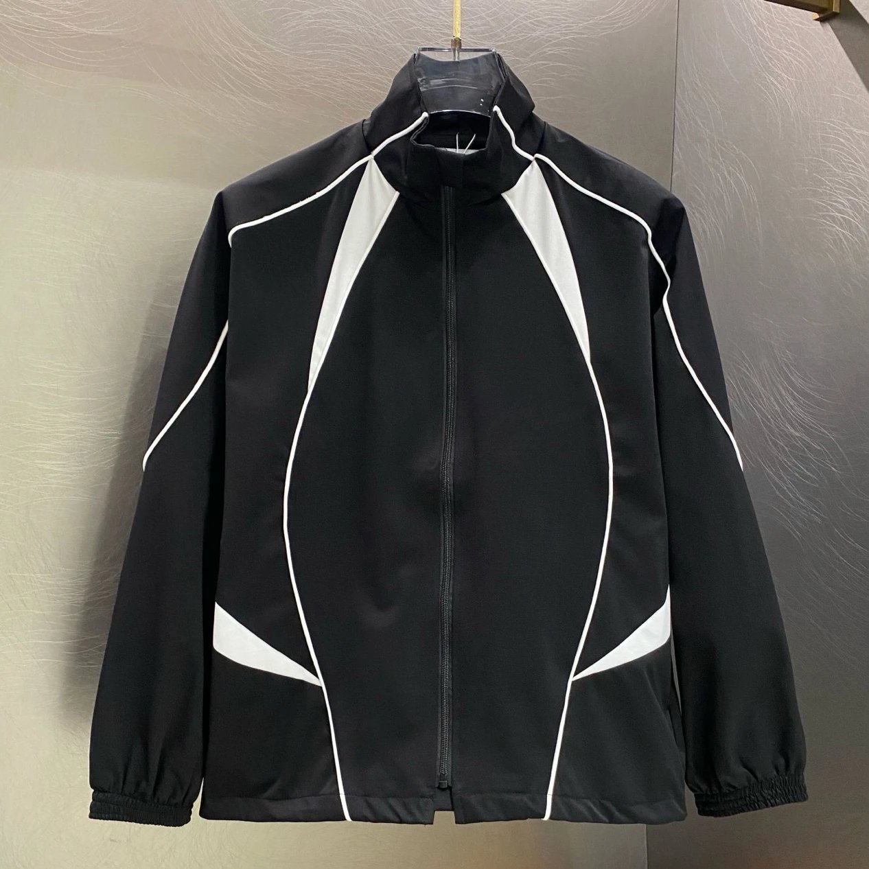 Color Block Embroidered Logo Stand Collar Jacket