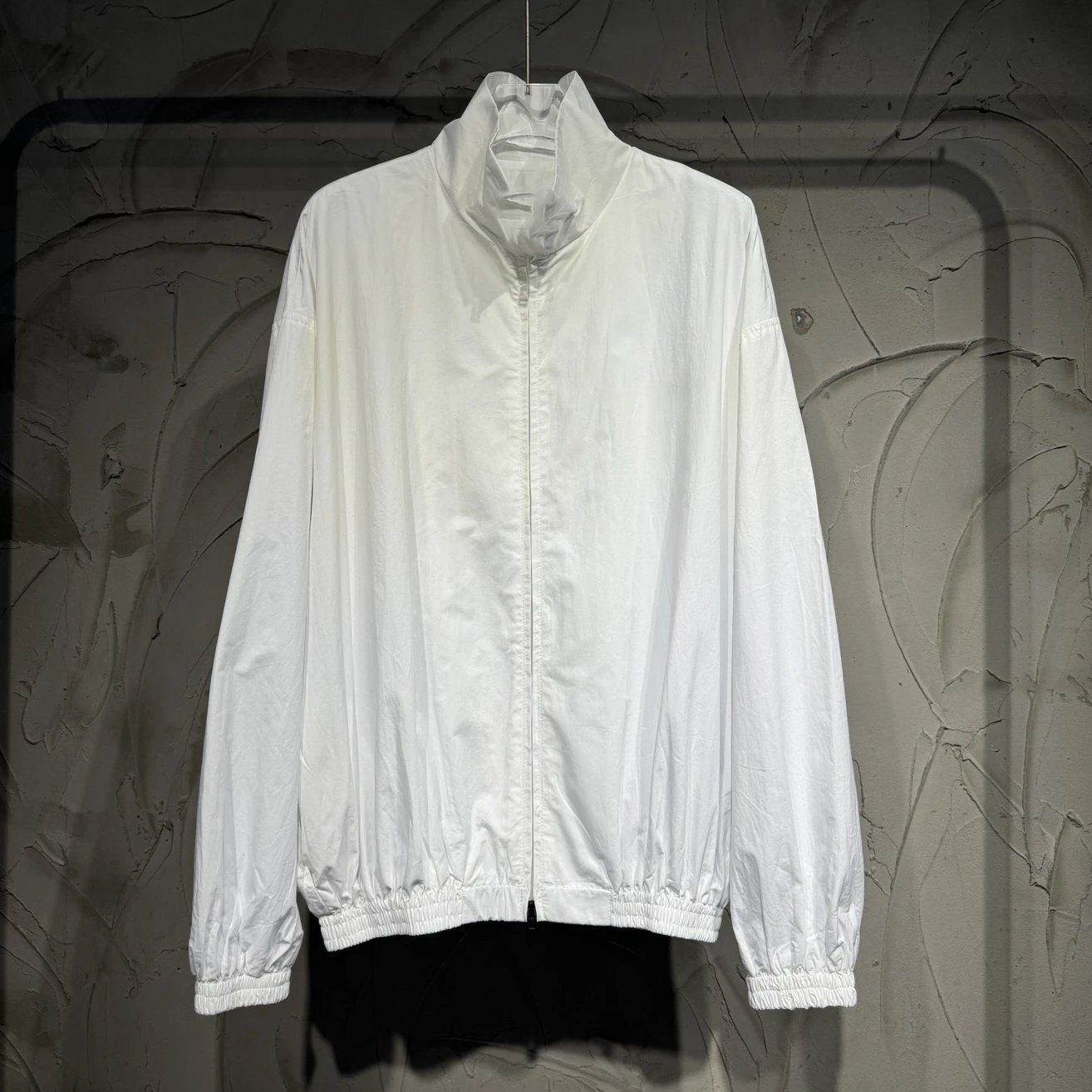Distressed Letter Print Stand Collar Jacket