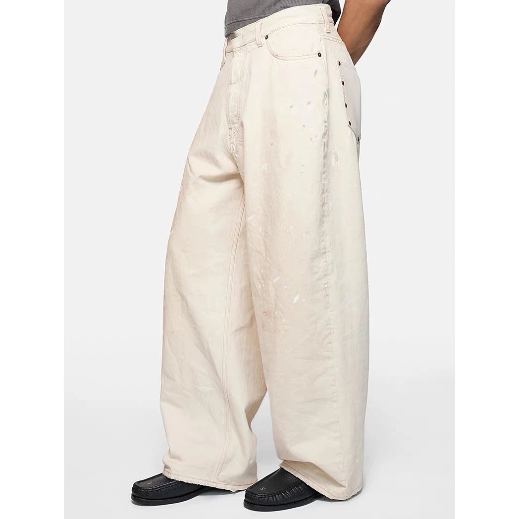 Vintage Hand-Drawn Leather Pocket Jeans