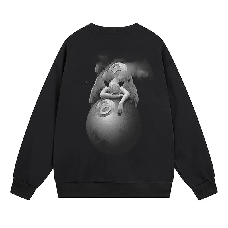 Angel No. 8 Ball Print Round Neck Hoodie