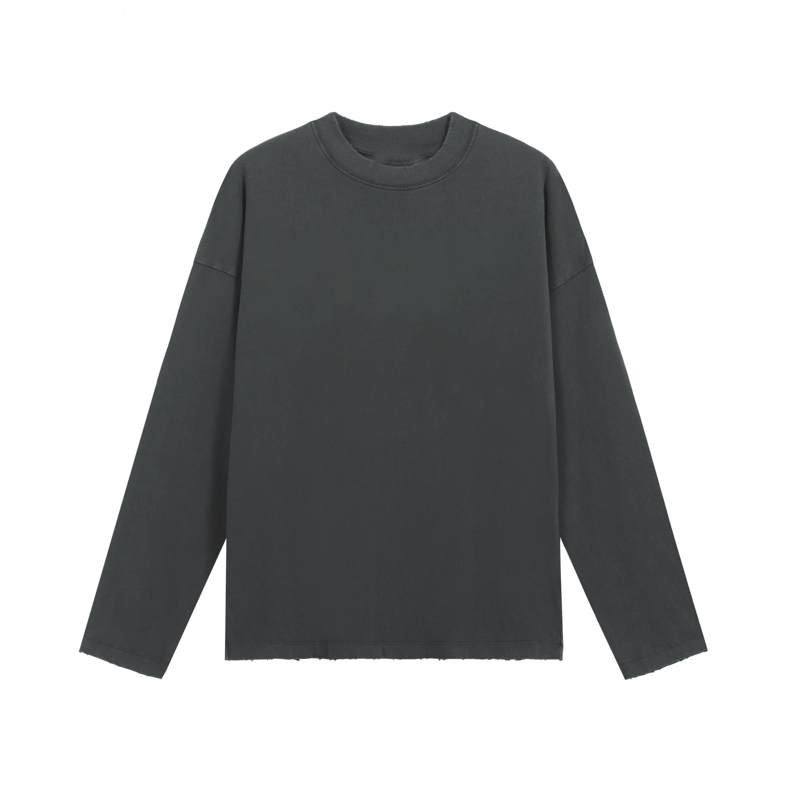 Leather Embroidered Logo Long Sleeve T-Shirt