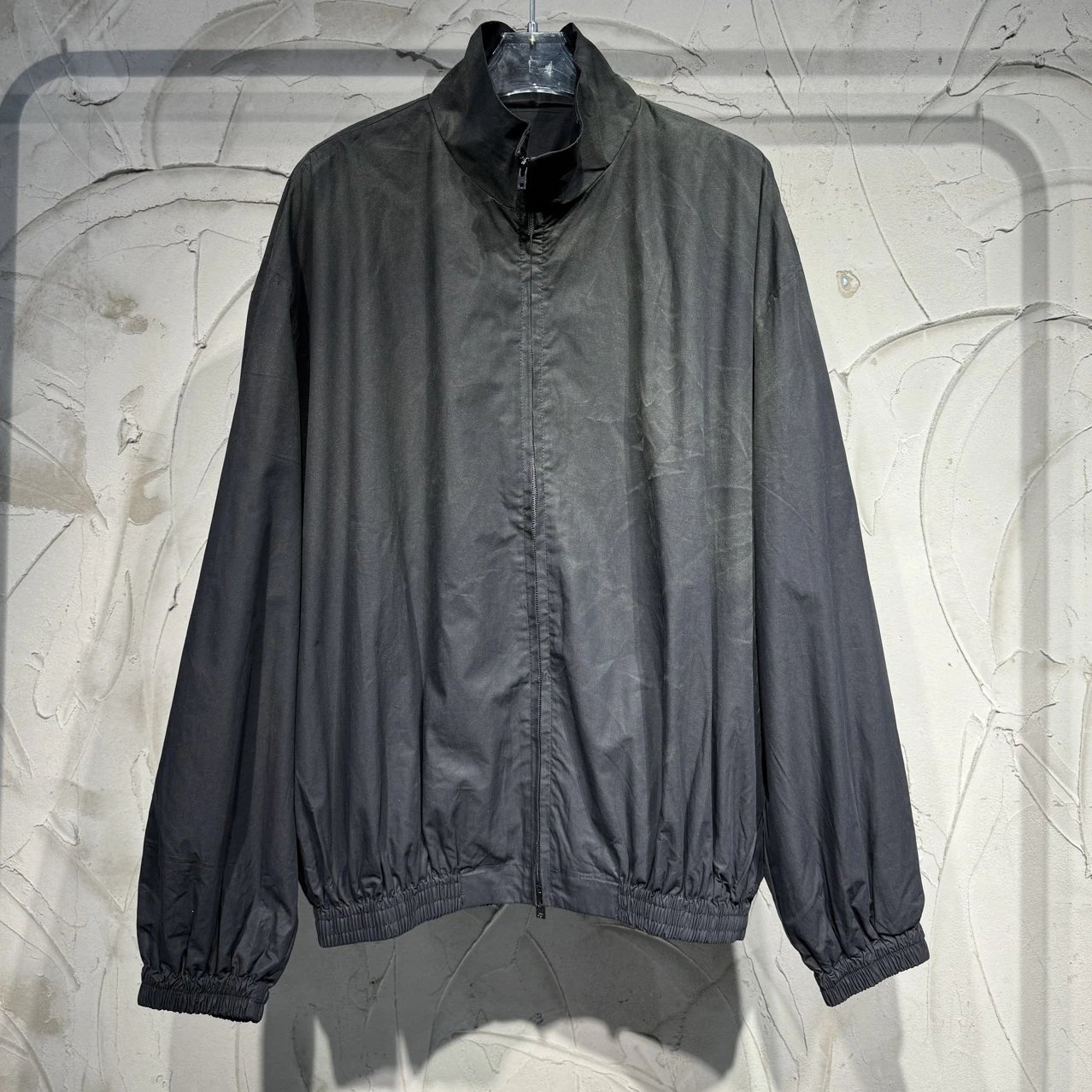 Distressed Letter Print Stand Collar Jacket photo 2