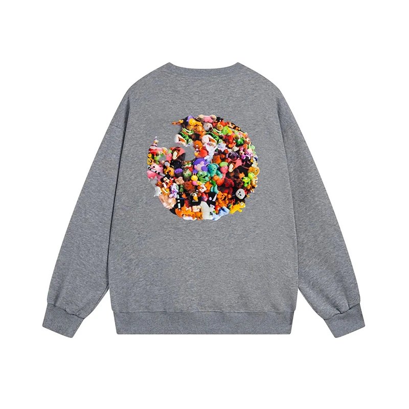 Doll Black 8 Print Round Neck Hoodie