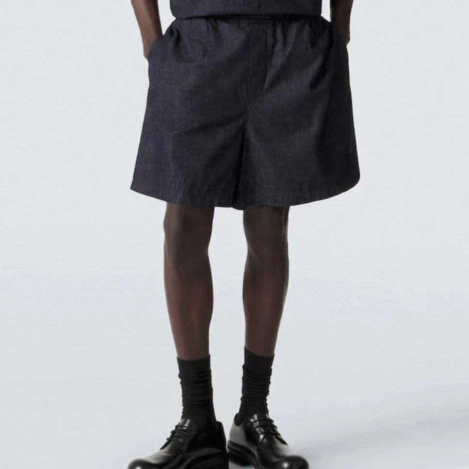 Washed Denim Shorts
