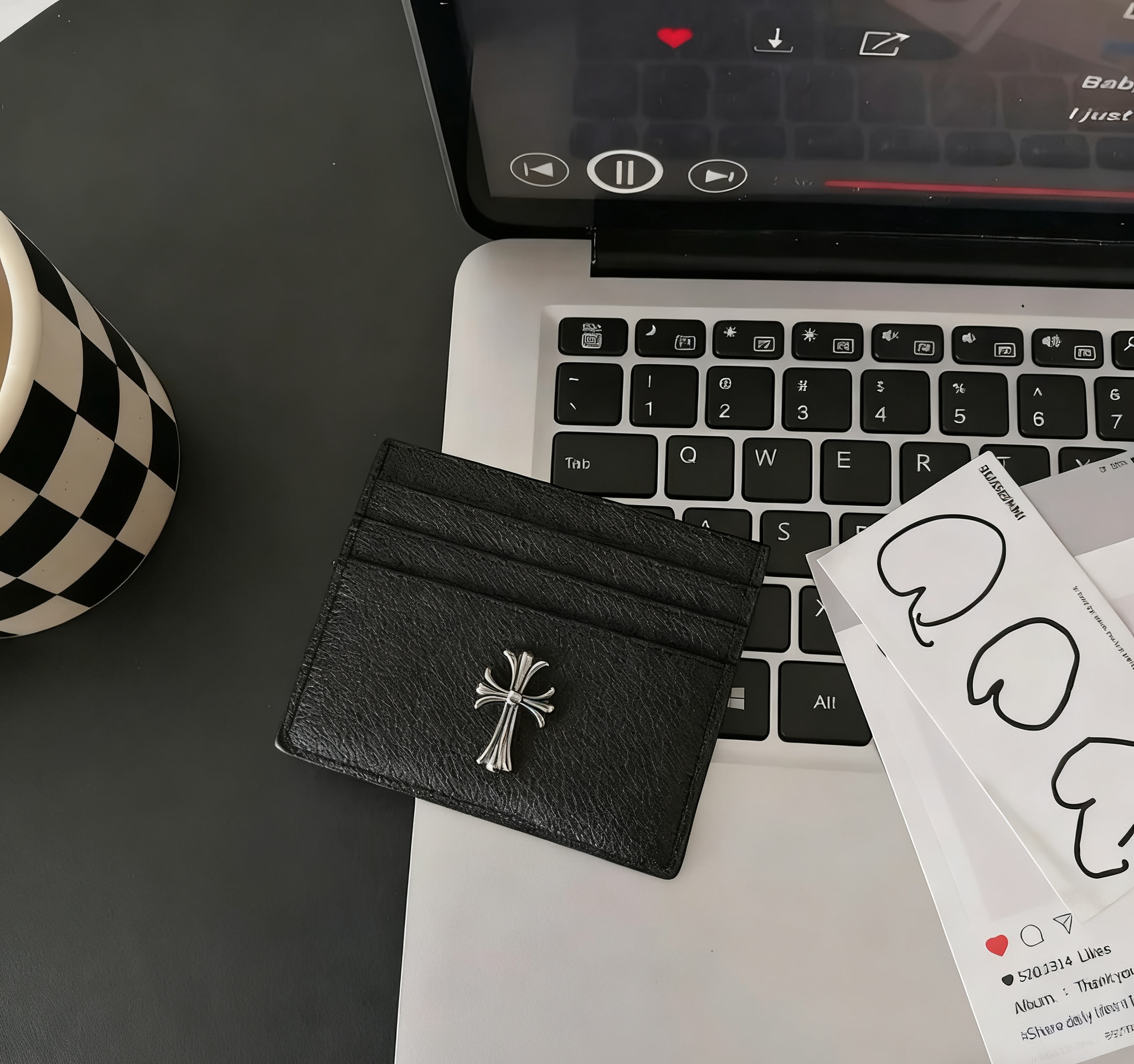 Seven card black litchi cross SKU image