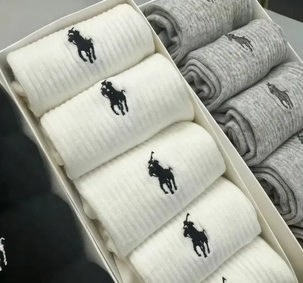 Polo Ralph Lauren Classic Pony Logo Socks Set in Black, White, and Gray - 5