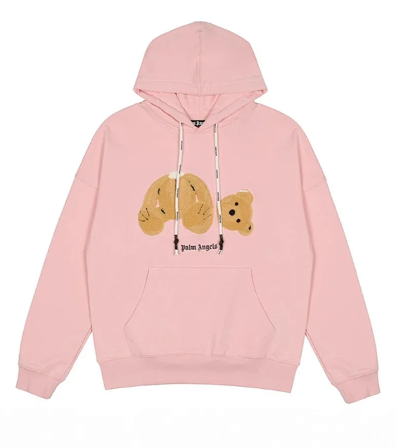 [cotton hooded sweater] pink (yellow brown bear) SKU image