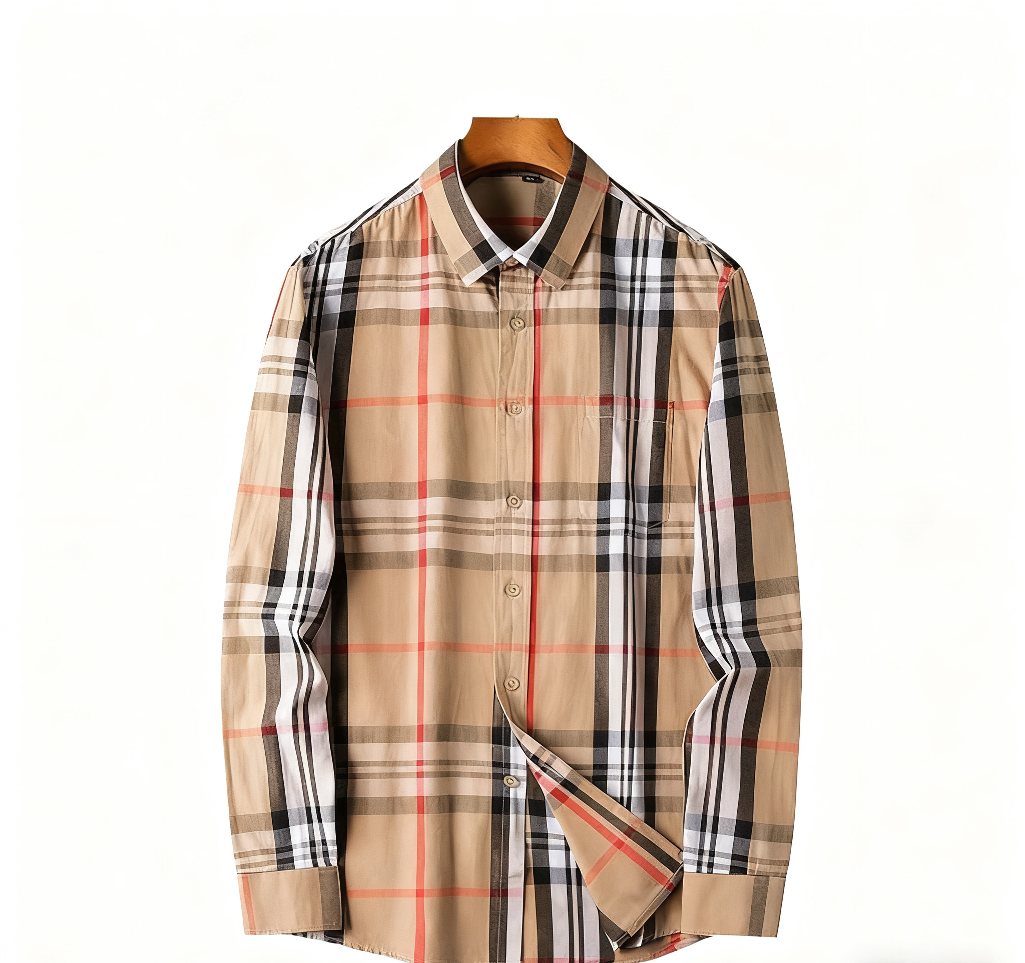 Burberry Beige Plaid Long Sleeve Shirt