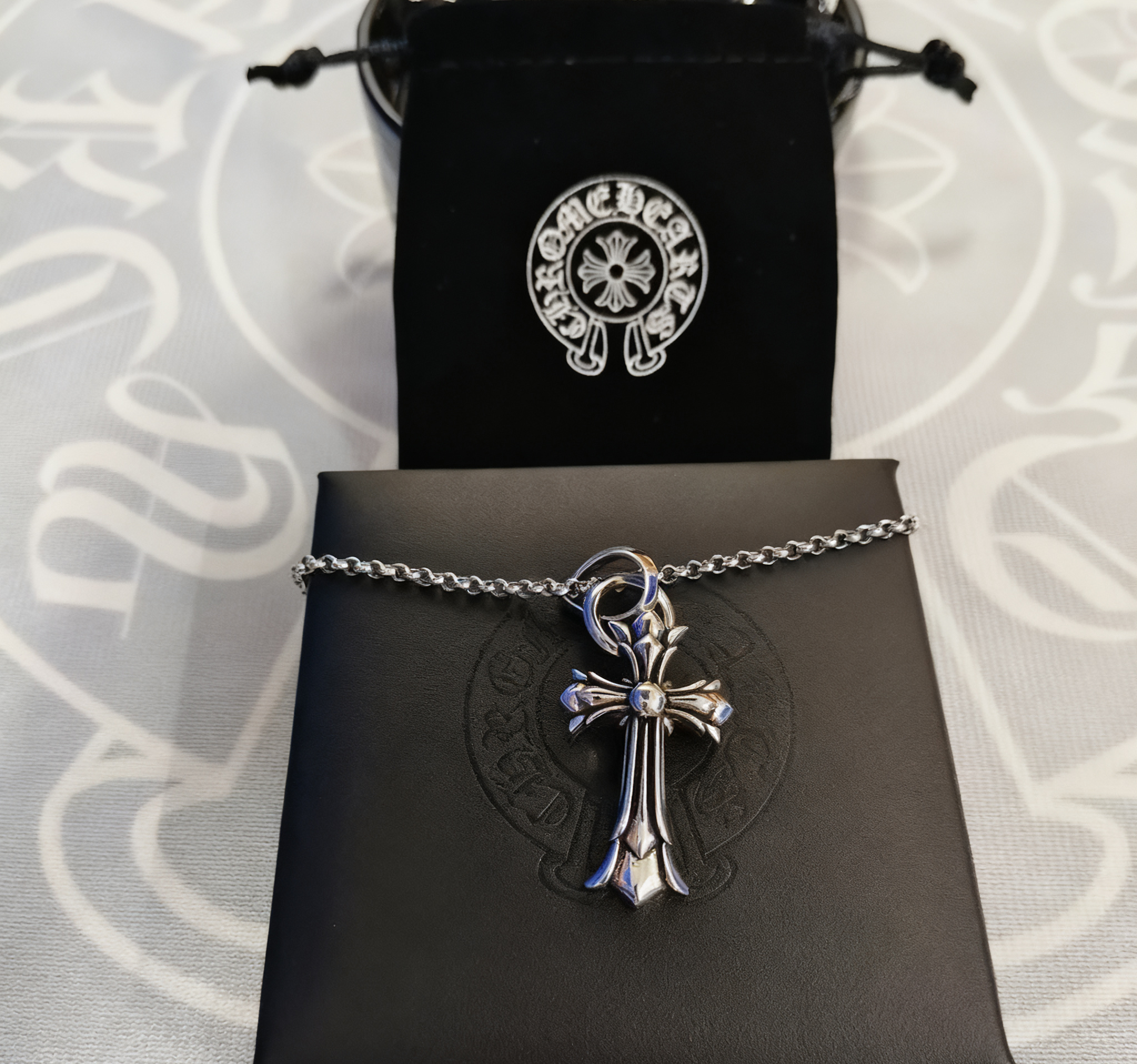Double cross with a pearl chain SKU image