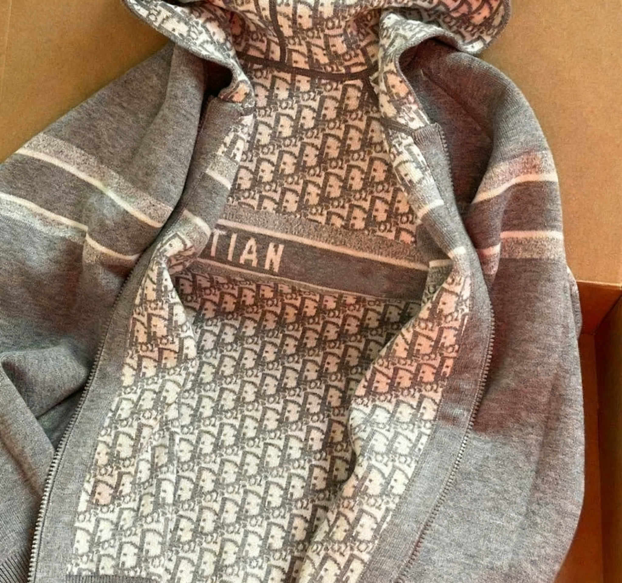 Dior Grey Zip-Up Hoo