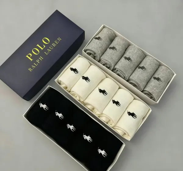 Polo Ralph Lauren Classic Pony Logo Socks Set in Black, White, and Gray - 3