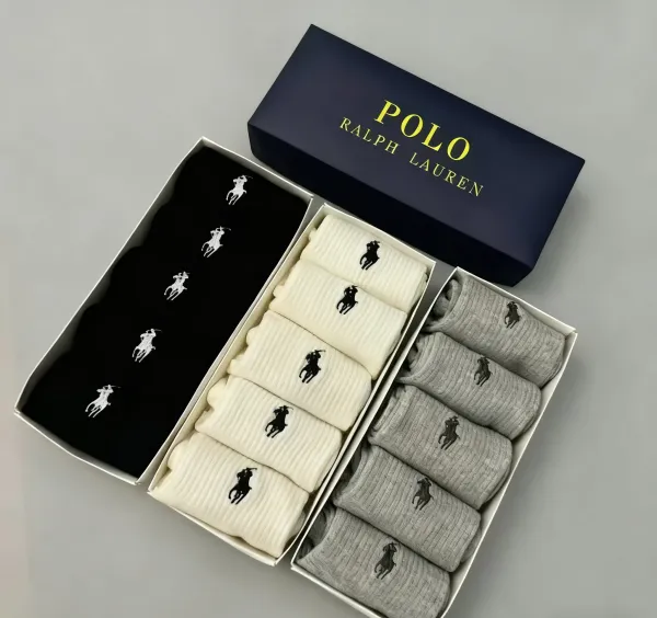 Polo Ralph Lauren Classic Pony Logo Socks Set in Black, White, and Gray - 2