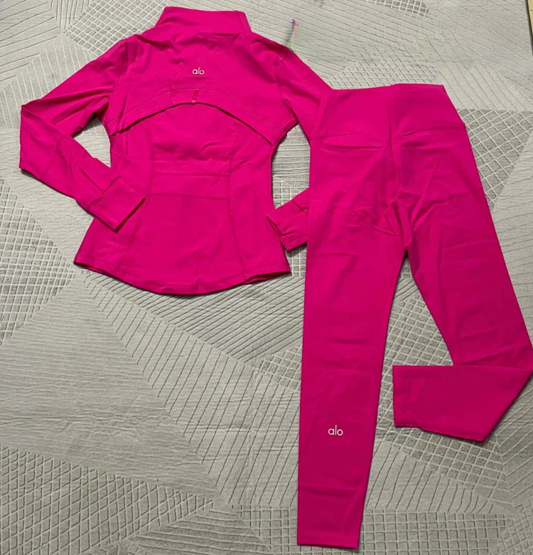 Alo Pink Long Sleeve Jacket and Leggings Set
