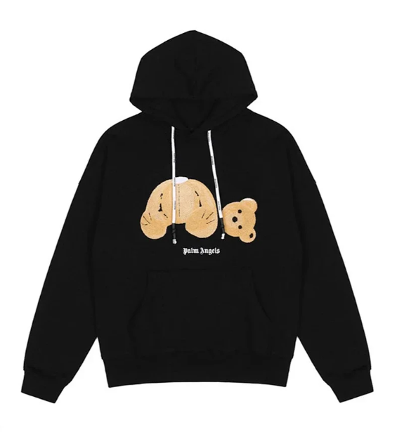 [cotton hooded sweater] black (yellow brown bear) SKU image