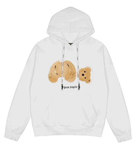 [Cotton hooded sweater] white (yellow brown bear) SKU image