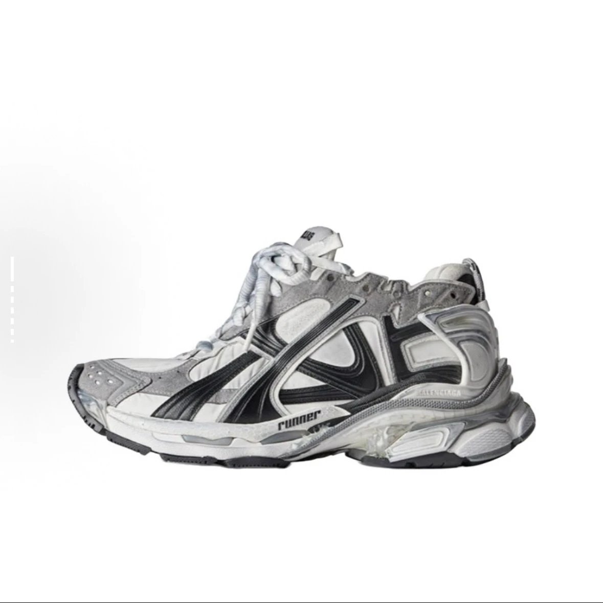 Balenciaga White and Grey Runner Sneakers