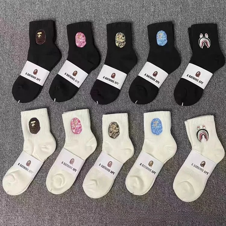 A Bathing Ape Black and White Socks