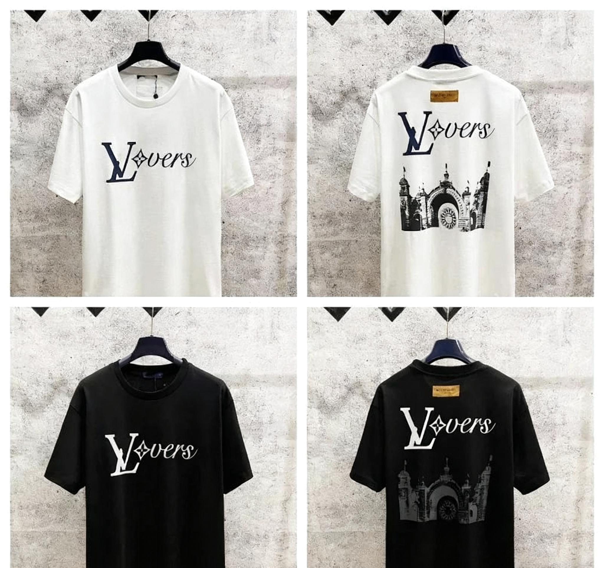 Louis Vuitton White and Black Short Sleeve T-Shirts