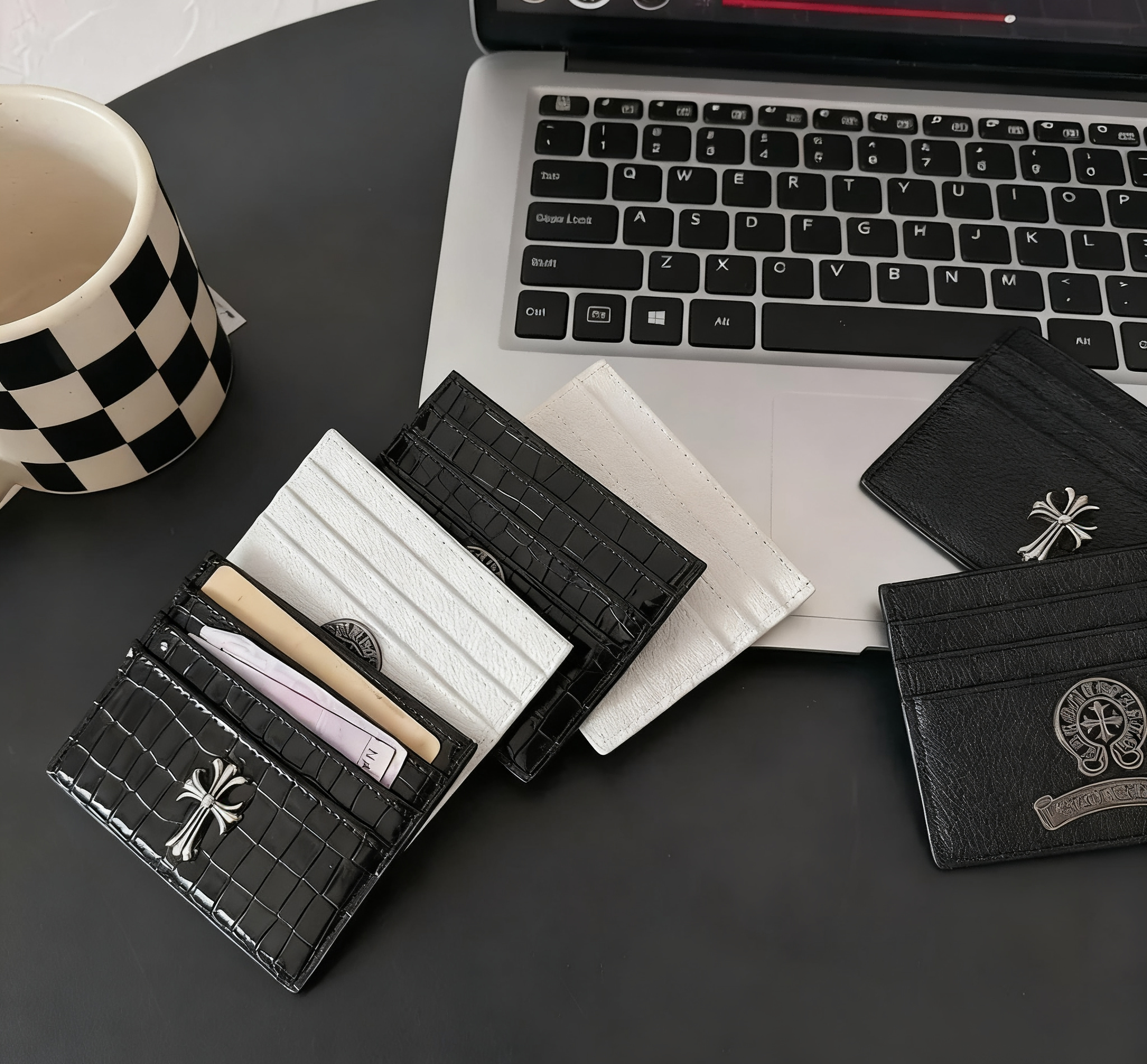 Chrome Hearts Black Crocodile Card Holder