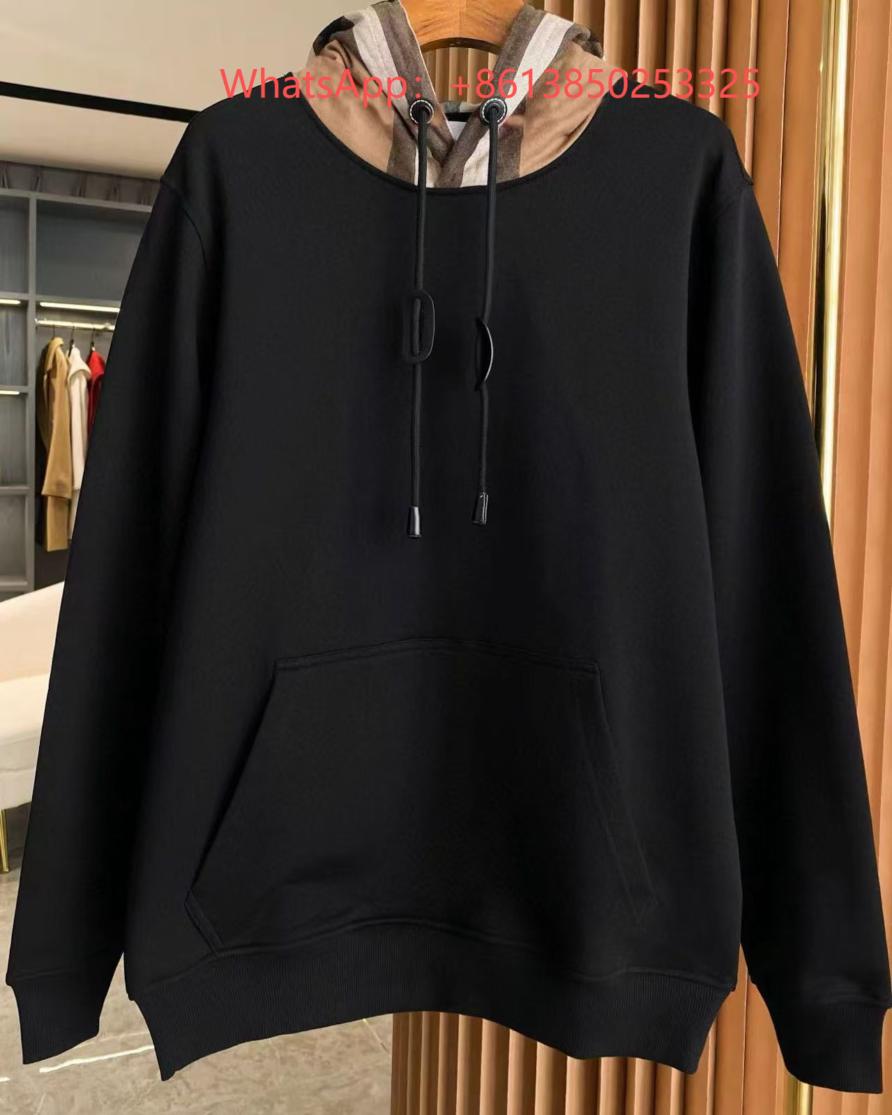B Home Splicing Hoodie Black