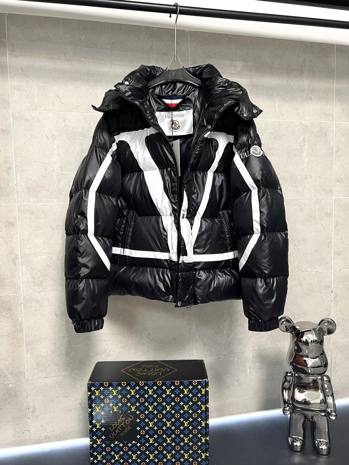 Valentino Moncler VLogo Puffer Jacket Down Black White