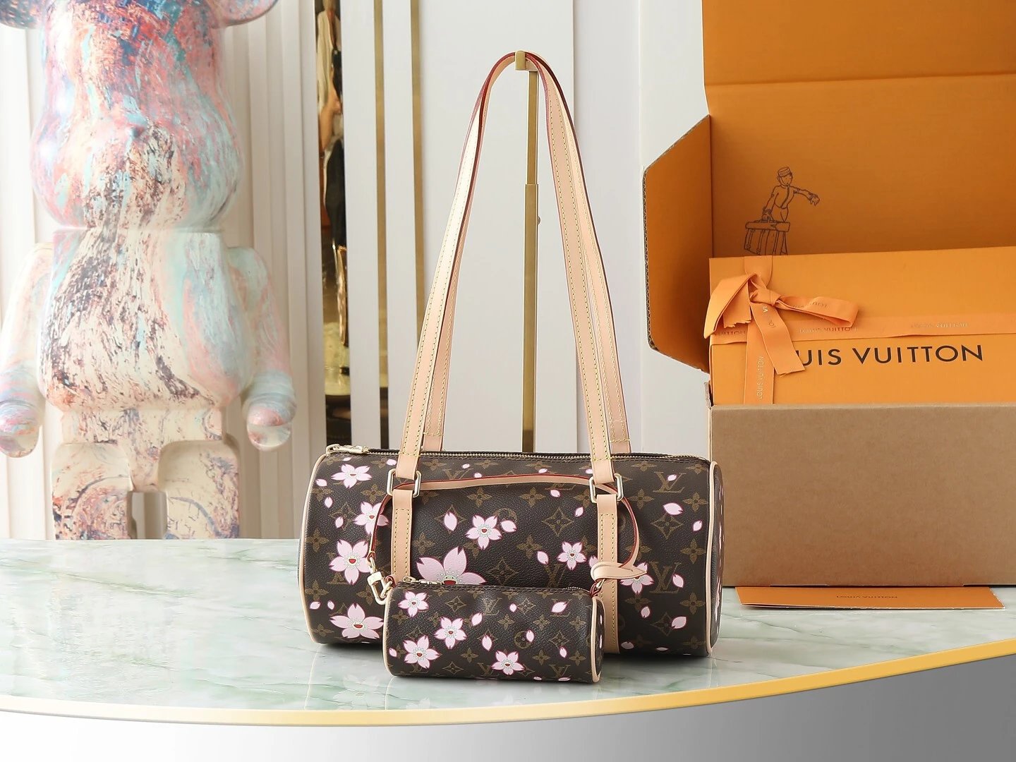 Louis Vuitton Cherry Blossom Print Barrel Bag Set