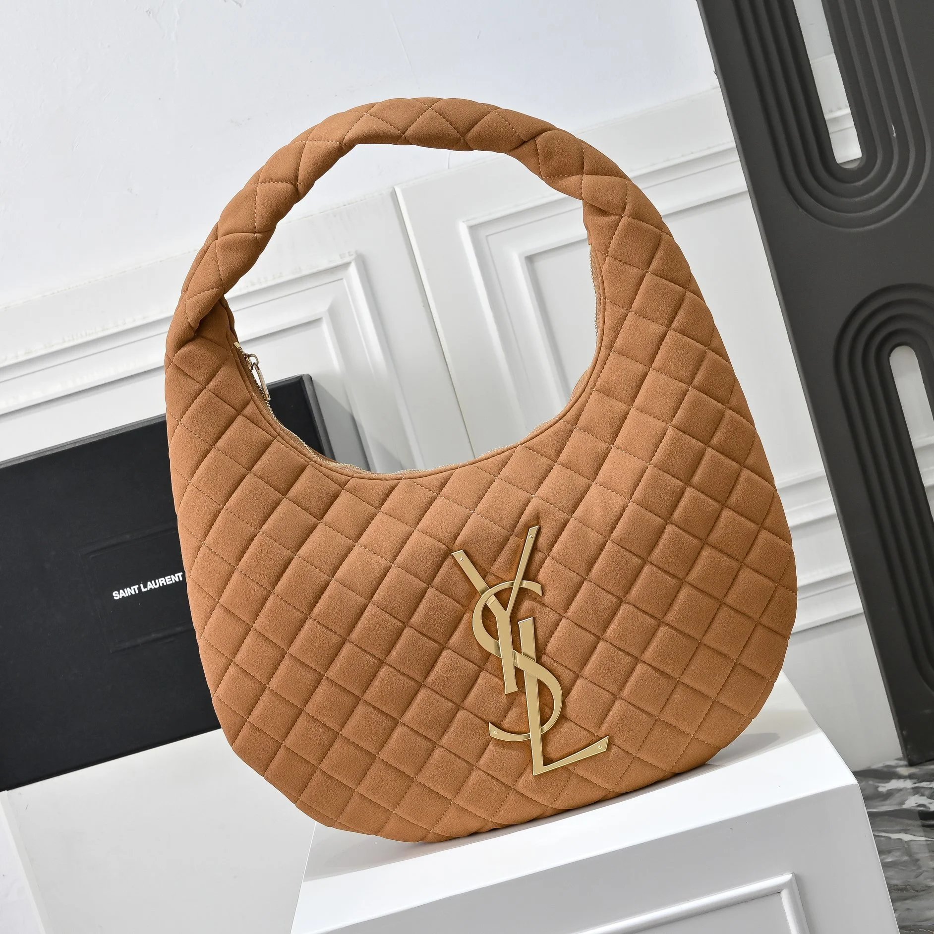 Saint Laurent Loulou Quilted Burgundy Hobo Bag - 14