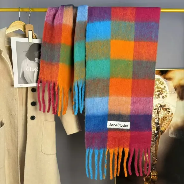 Acne Studios Plaid Gradient Fringed Scarf Multicolor Scarf Scarves - 13