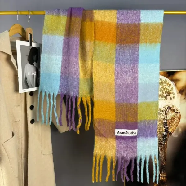 Acne Studios Plaid Gradient Fringed Scarf Multicolor Scarf Scarves - 9