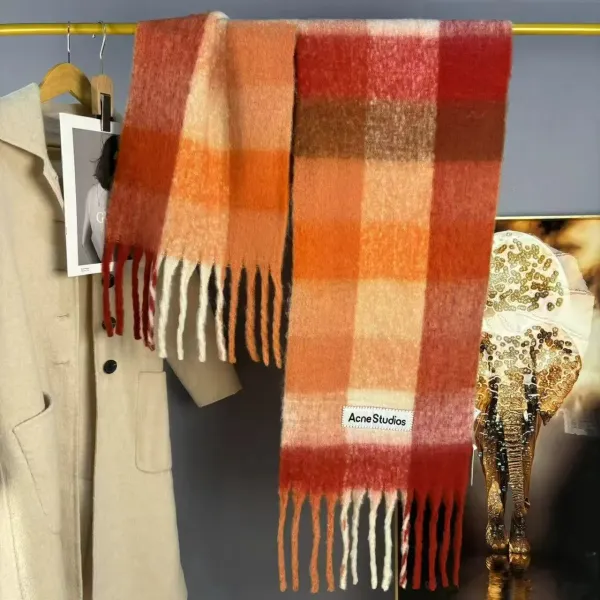 Acne Studios Plaid Gradient Fringed Scarf Multicolor Scarf Scarves - 10