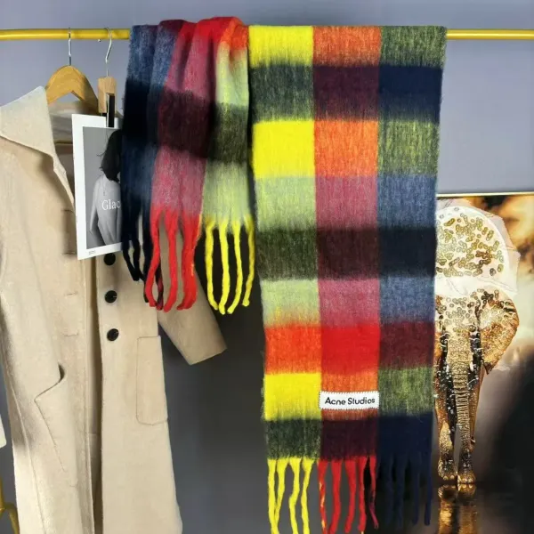 Acne Studios Plaid Gradient Fringed Scarf Multicolor Scarf Scarves - 12