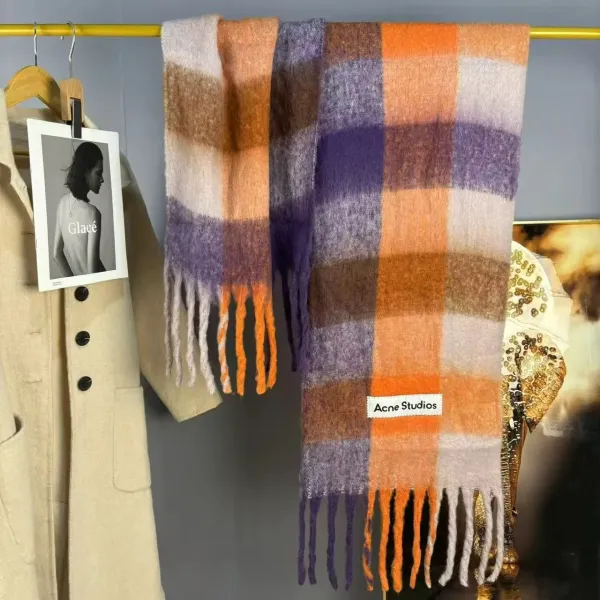Acne Studios Plaid Gradient Fringed Scarf Multicolor Scarf Scarves - 6