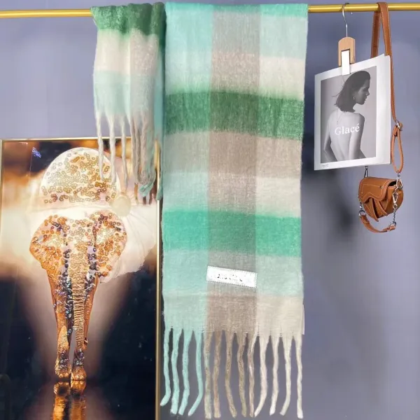 Acne Studios Plaid Gradient Fringed Scarf Multicolor Scarf Scarves - 15