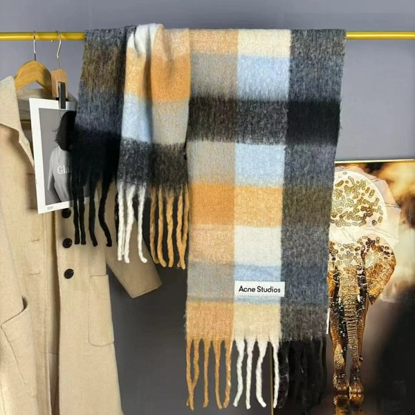Acne Studios Checkered Cashmere Scarf Multicolor Scarf Scarves product listing in Litbuy spreadsheet finds