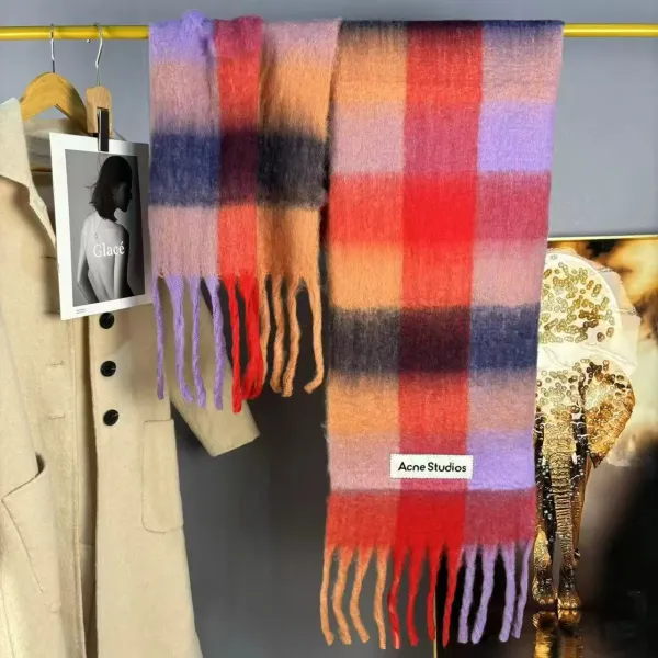 Acne Studios Plaid Gradient Fringed Scarf Multicolor Scarf Scarves - 1