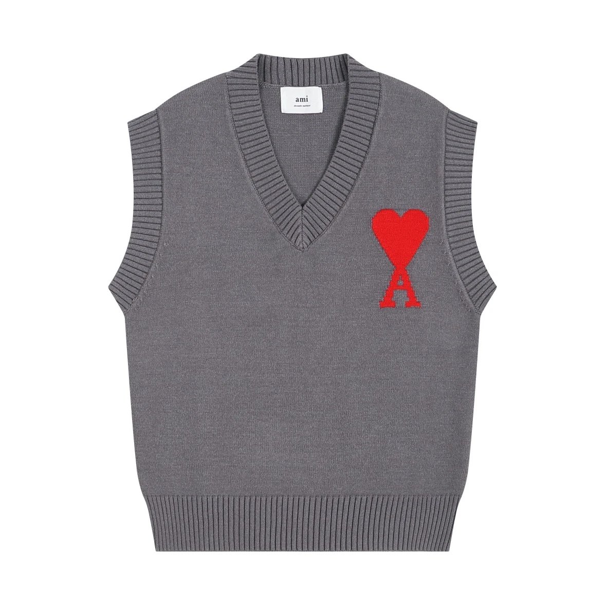 Ami Grey V-Neck Knit Vest