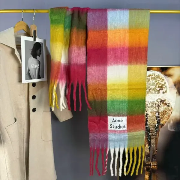 Acne Studios Plaid Gradient Fringed Scarf Multicolor Scarf Scarves - 8
