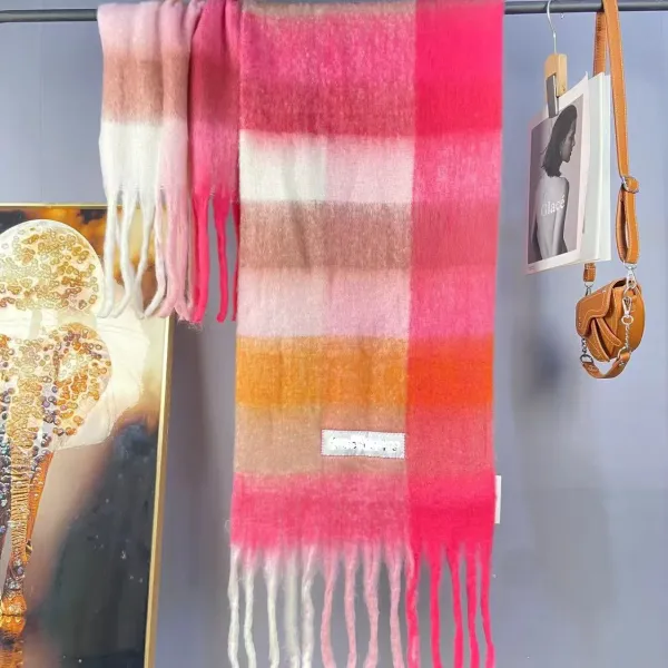 Design Gradient Plaid Cashmere Scarf Multicolor Scarf Scarves - 1