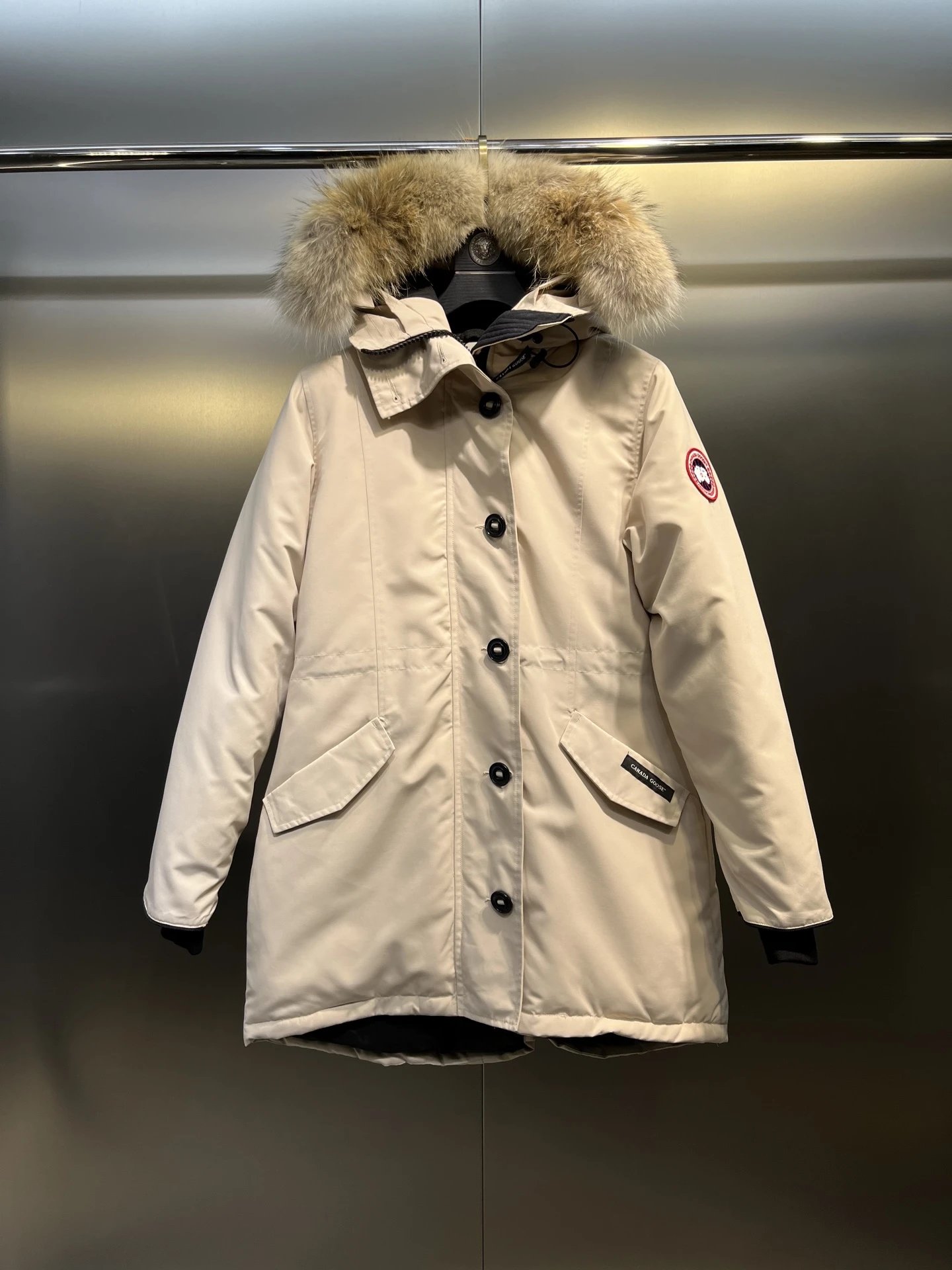 Canada Goose Expedition Parka Beige with Fur Trim Parka - 5