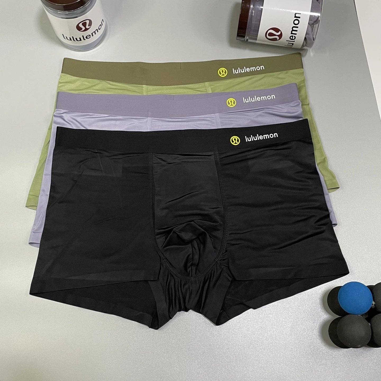 Lululemon Men's Align Boxer Briefs in Gray, Black, and Light Gray Underwear - 7