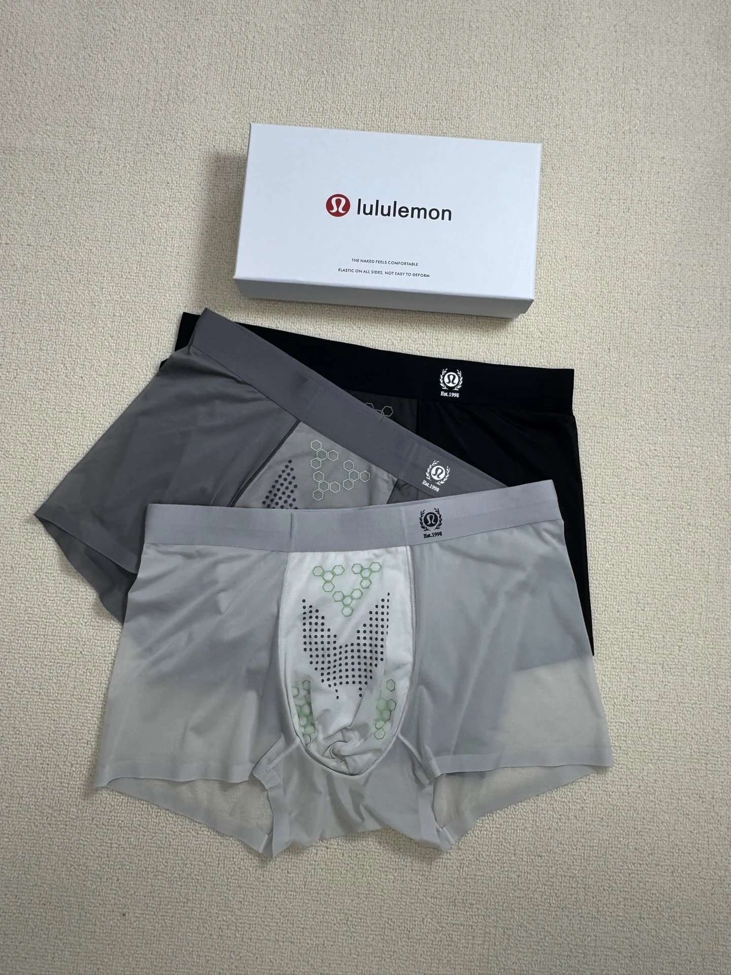 Lululemon Men's Align Boxer Briefs in Gray, Black, and Light Gray Underwear - 4