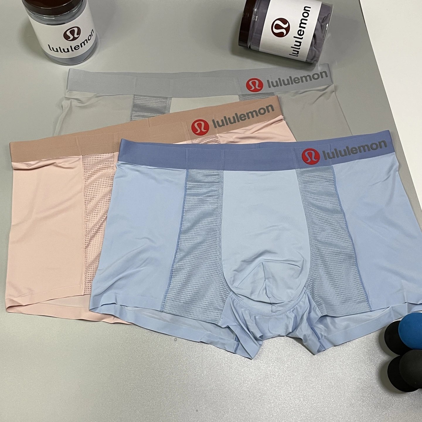 Lululemon Men's Align Boxer Briefs in Gray, Black, and Light Gray Underwear - 6