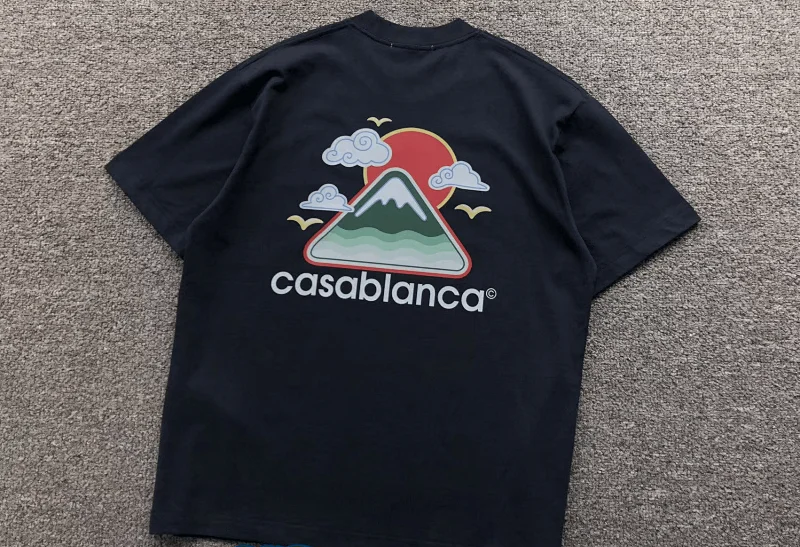 Casablanca T-Shirts Mountain and sunrise graphic short-sleeve T-shirt — 2
