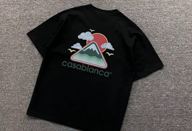 Casablanca T-Shirts Mountain and sunrise graphic short-sleeve T-shirt product detail image 3