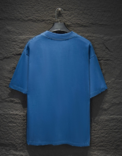 Embroidered Regular-Fit Blue T-Shirt photo 4