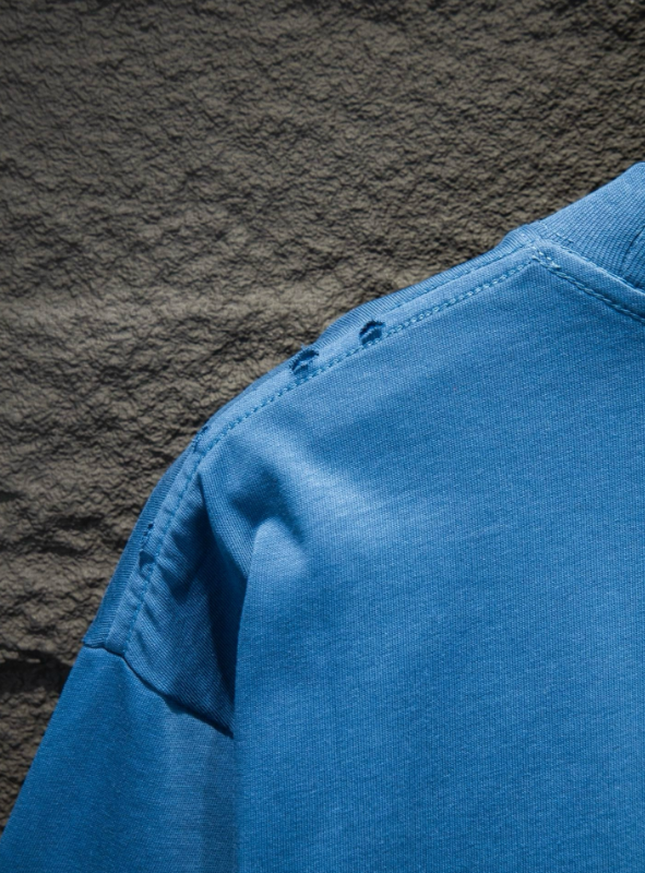 Embroidered Regular-Fit Blue T-Shirt photo 8